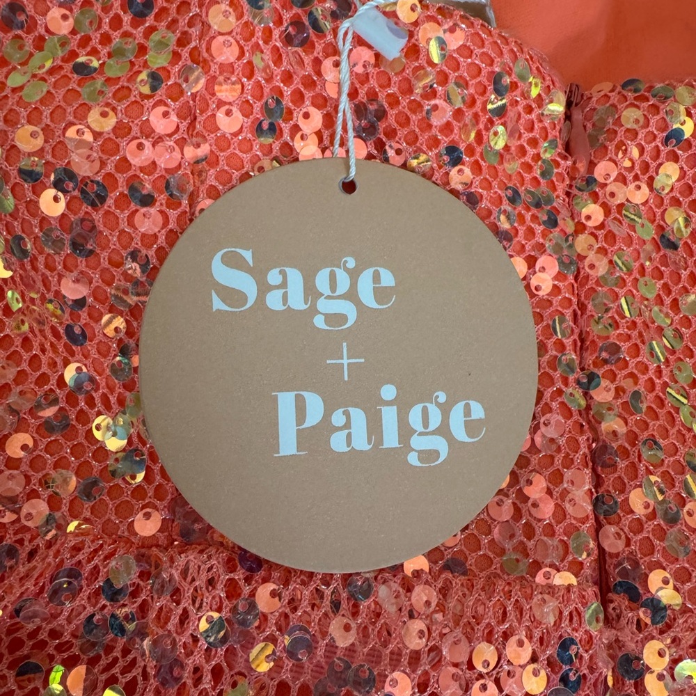 Sage and Paige Art of Love Mini Dress Neon Orange - Picture 4 of 4